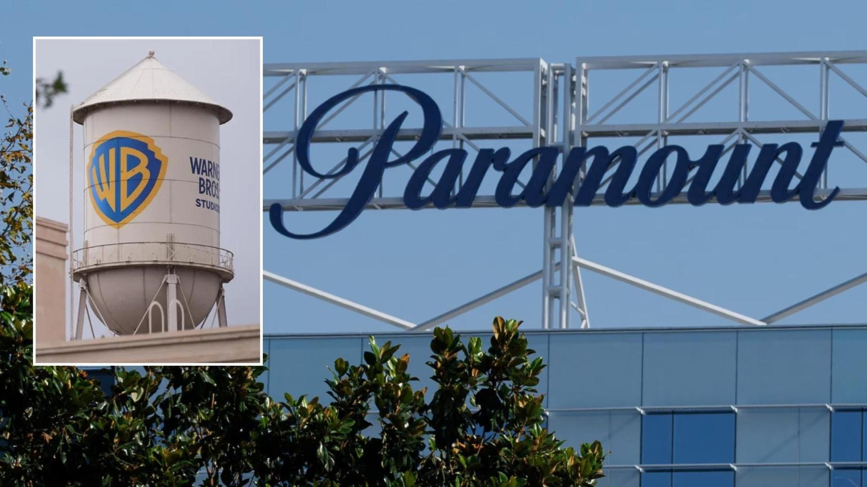 Logos de Warner Bros Discovery y Paramount Skydance.