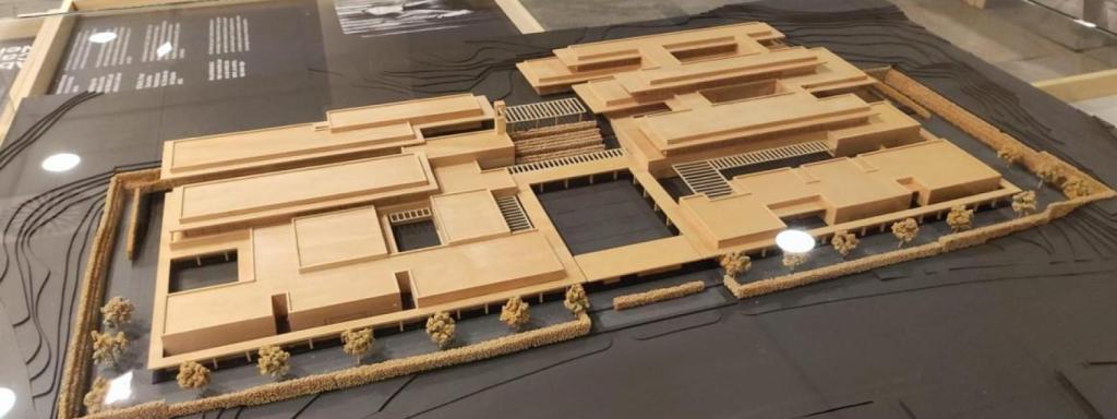 Maqueta de la Institución Benéfico Social Padre Rubinos de A Coruña, expuesta en la muestra de la Etsac.