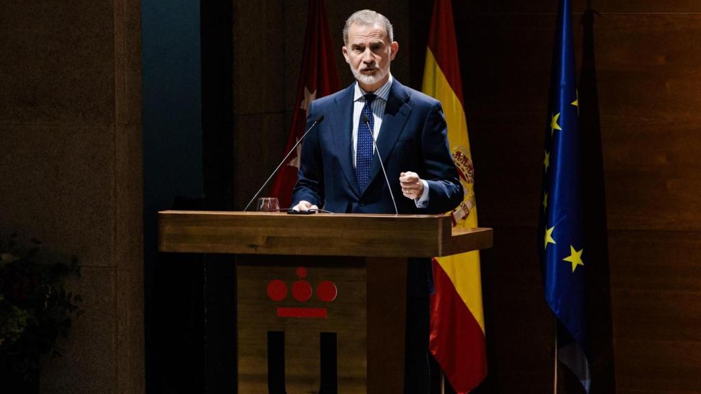 El Rey este miércoles durante un acto sobre la monarquía en la Universidad Rey Juan Carlos de Madrid.