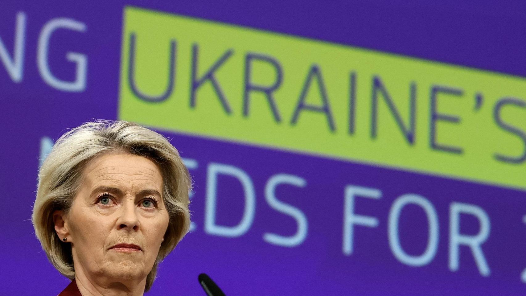 La presidenta Ursula von der Leyen, durante la rueda de prensa de este miércoles en Bruselas