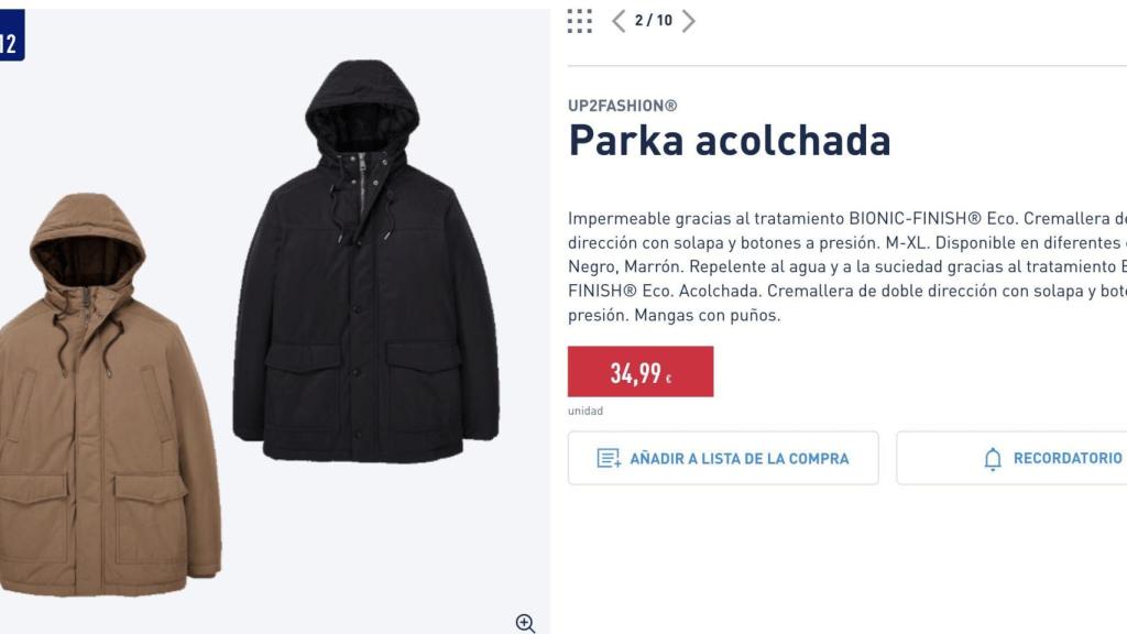 Parka acolchada.
