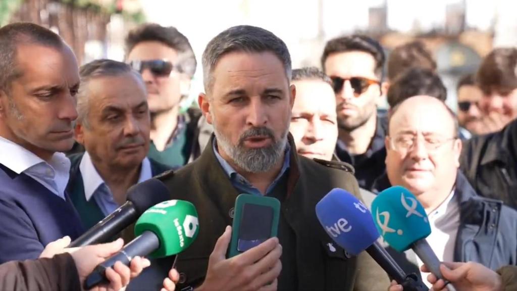 Santiago Abascal en Jerez de los Caballeros (Badajoz). Foto: Vox.