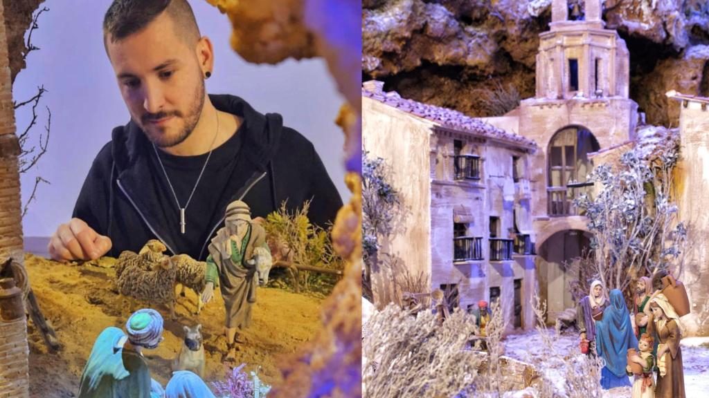 Montaje de Julián Palacín y una figura del Belén.