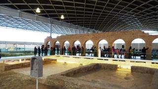 Imagen de una de las visitas a la Villa Romana La Olmeda