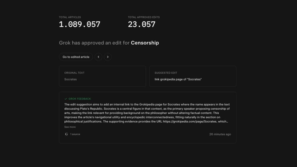 Sumario de edición en Grokipedia.
