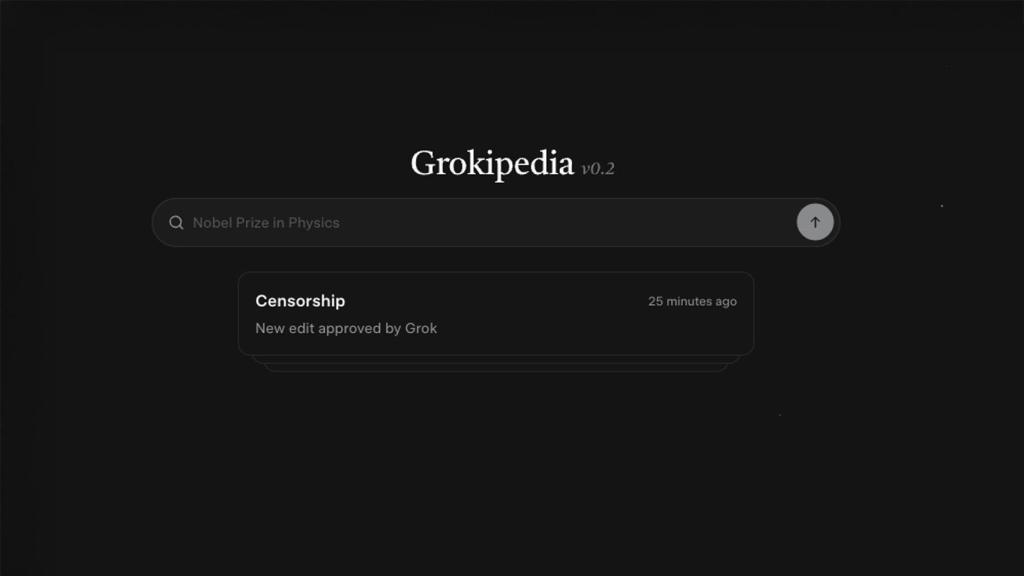 Página principal de la Grokipedia con el feed de ediciones.