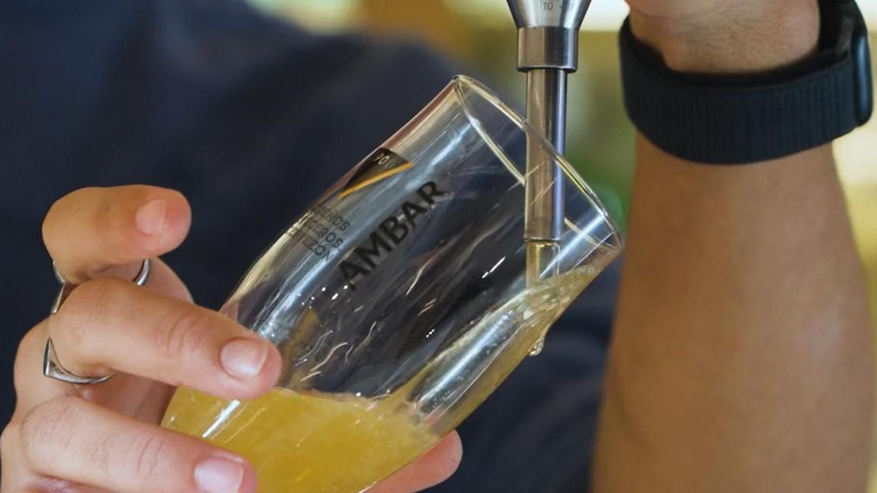 Una caña de cerveza Ambar.