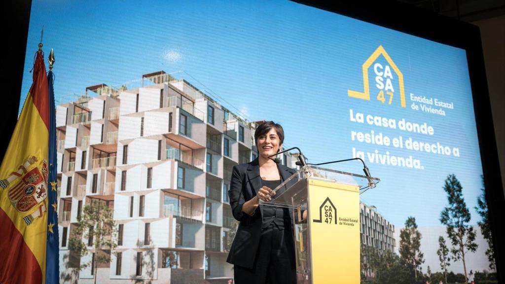 La ministra de Vivienda y Agenda Urbana, Isabel Rodríguez, interviene durante la presentación de la Entidad Estatal de Vivienda.