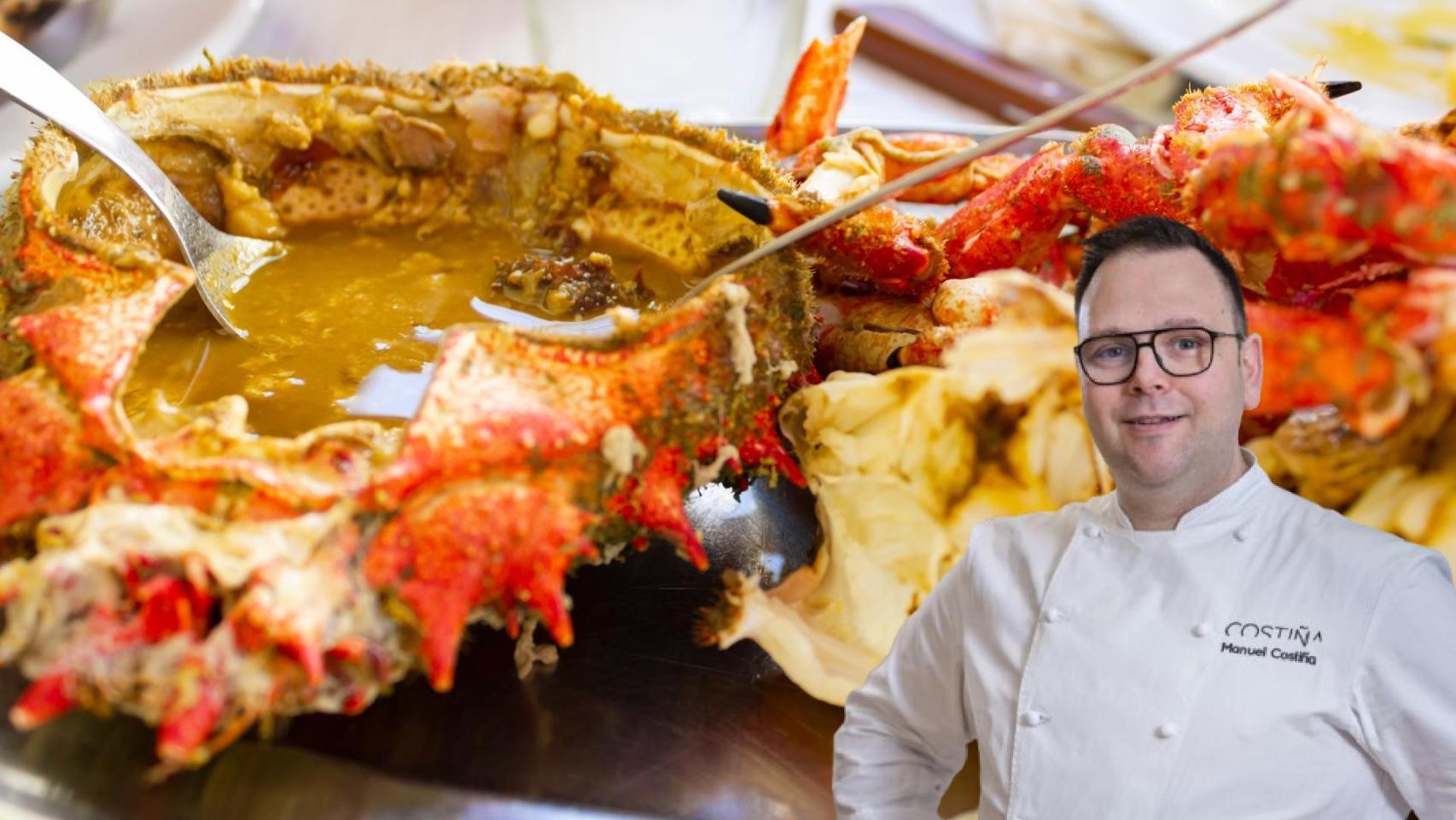 Montaje de Manuel Costiña y un centollo