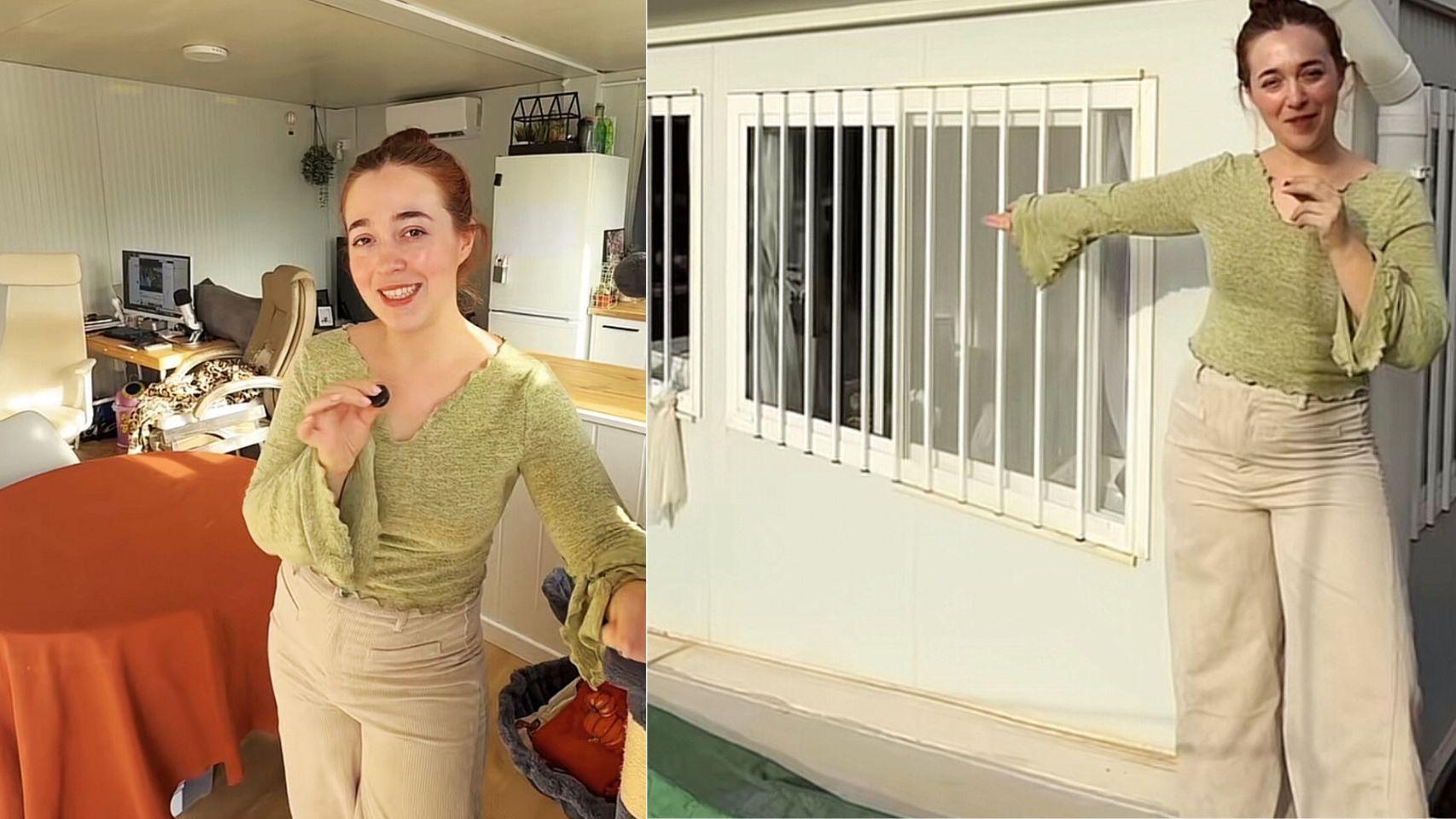 La creadora de contenido @esther.reeds en su casa prefabricada.