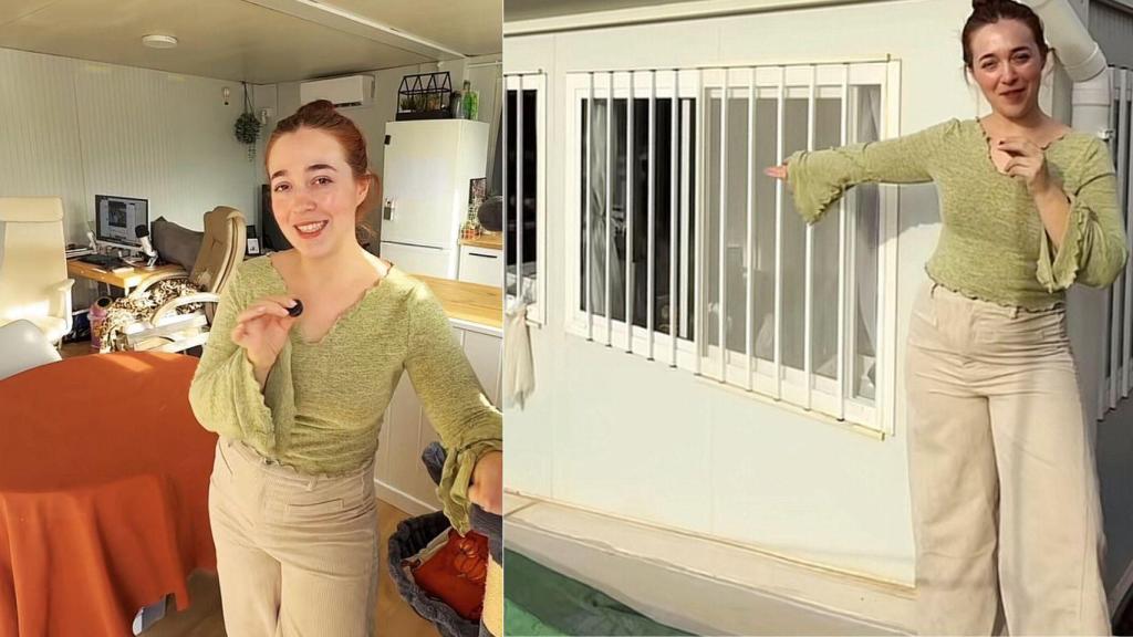 La creadora de contenido @esther.reeds en su casa prefabricada.