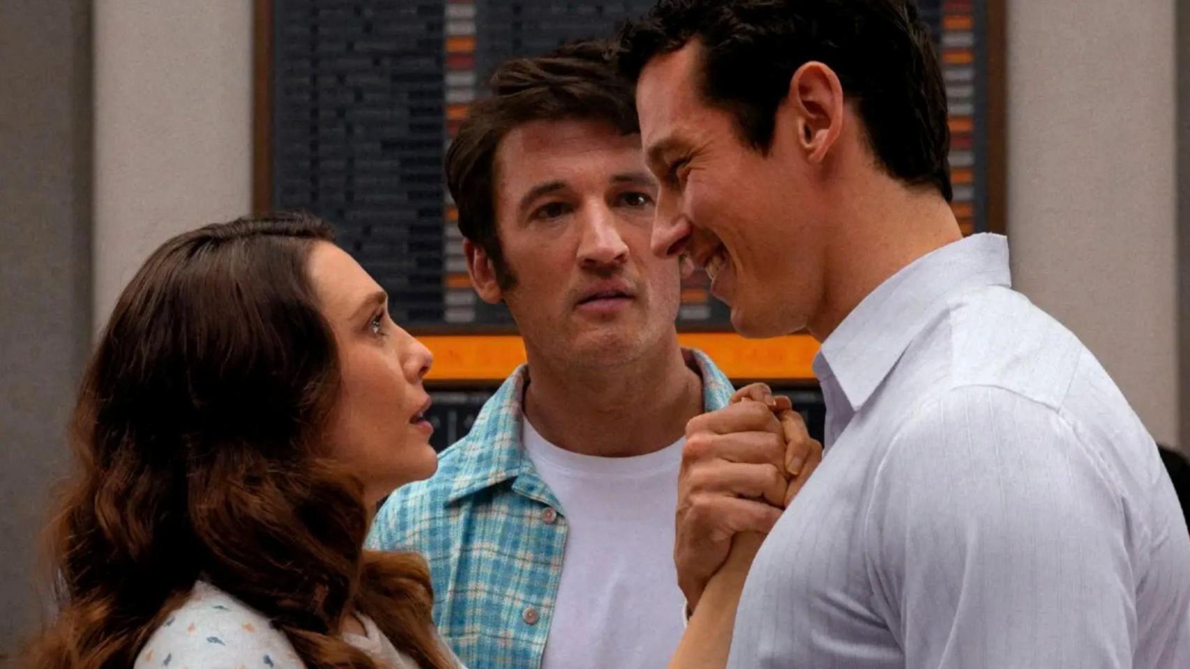 Elizabeth Olsen, Miles Teller y Callum Turner en 'Eternity'.