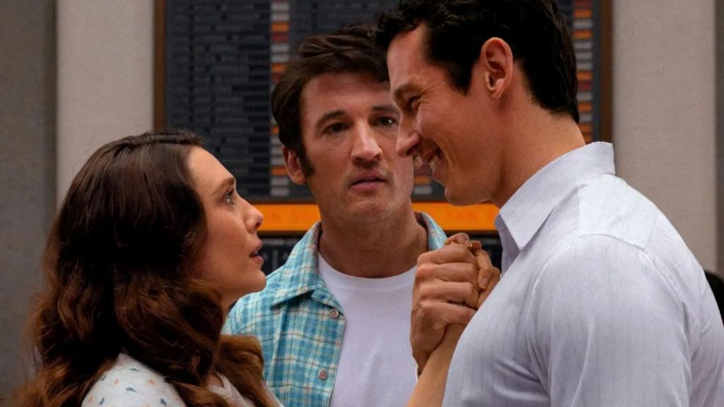 Elizabeth Olsen, Miles Teller y Callum Turner en 'Eternity'.