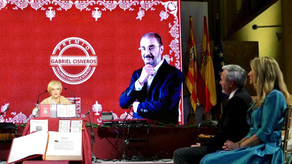 Marisa Lázaro, durante su intervención en el homenaje a Javier Lambán.