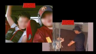 On the left, Barbara with her son. On the right, Juan David, the woman's ex-partner.