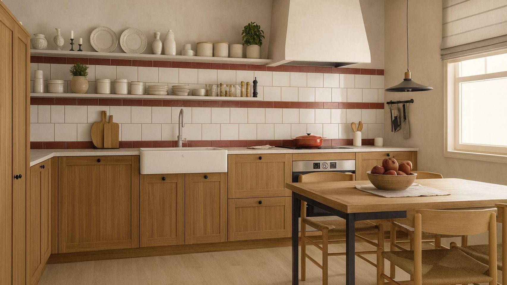 Cocina de los años 60 totalmente equipada.