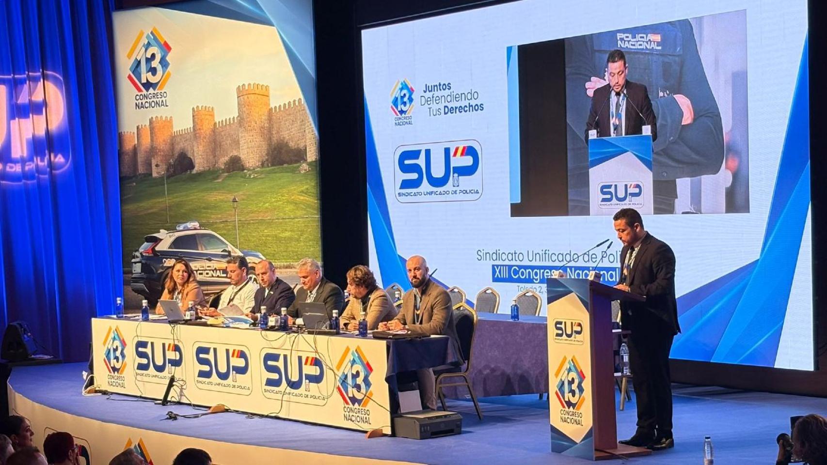 Carlos Alberto Prieto Conesa, nuevo secretario general del Sindicato Unificado de Policía, interviniendo durante el congreso nacional celebrado en Toledo.
