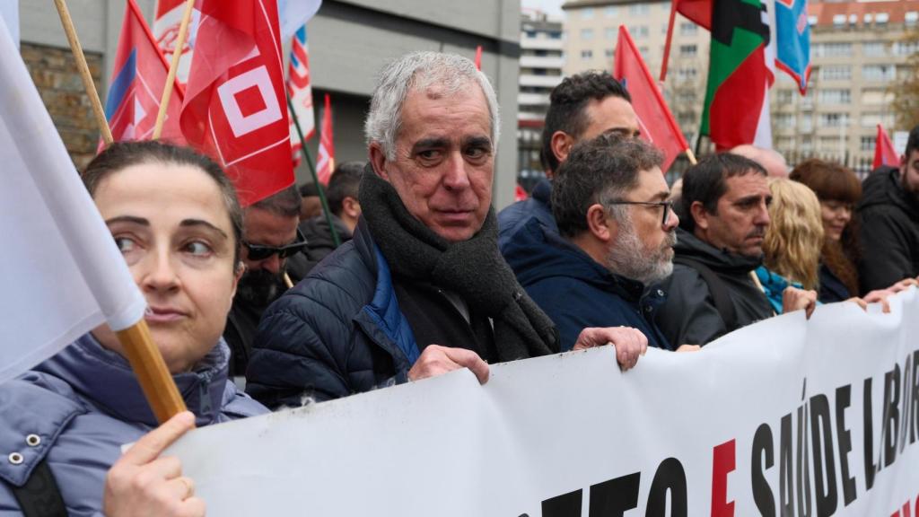 Protesta en la estación de autobuses de A Coruña.