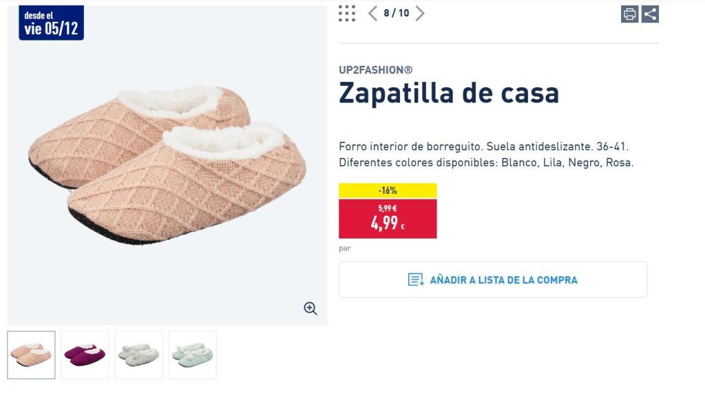 Zapatillas de estar por casa.