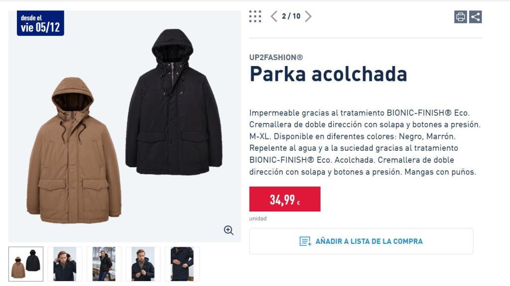 Parka acolchada.