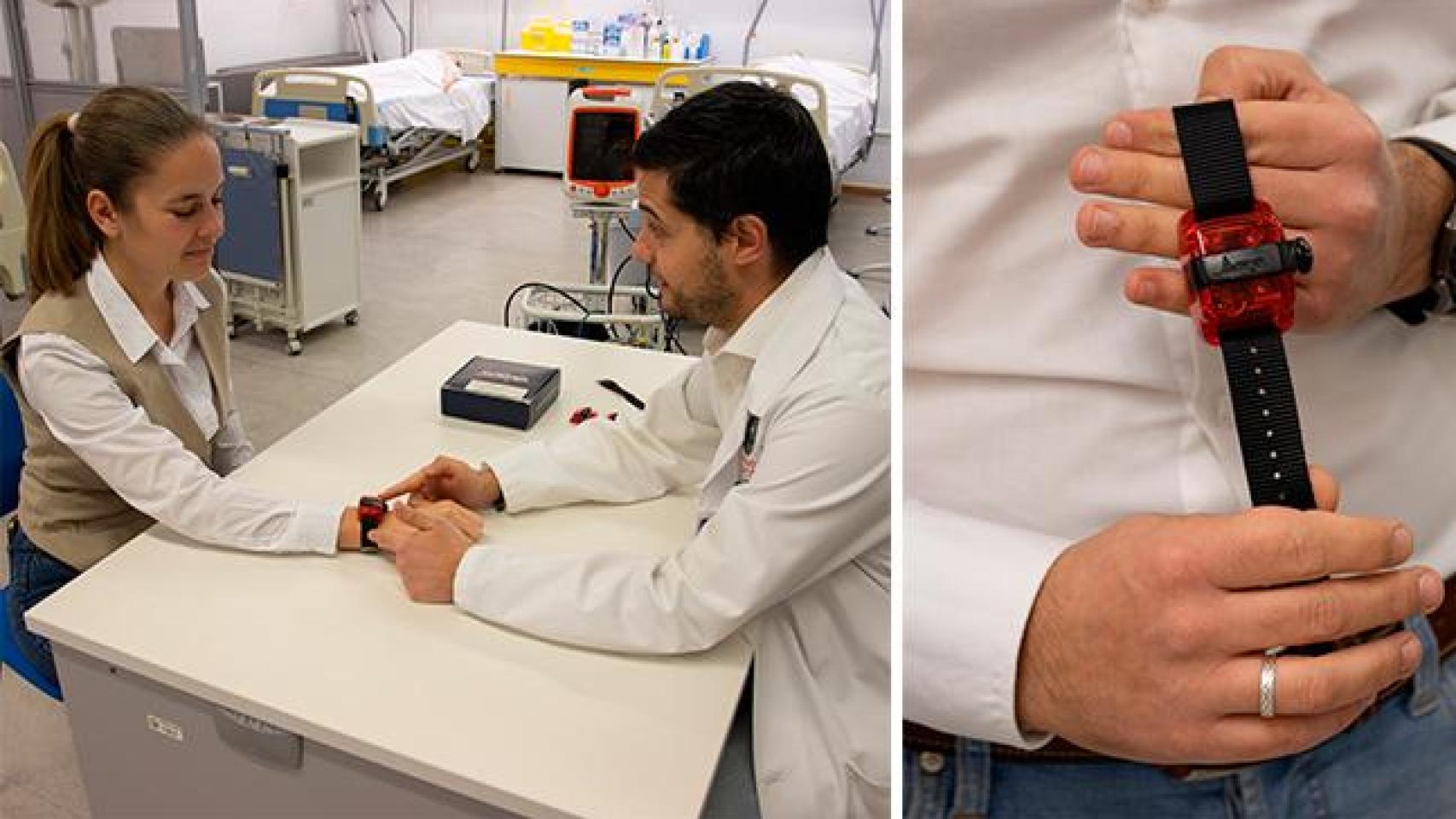 Momento de la prueba del dispositivo ActiGraph GT3X+ en la Facultad de Enfermería y Fisioterapia de la Universidad de Salamanca