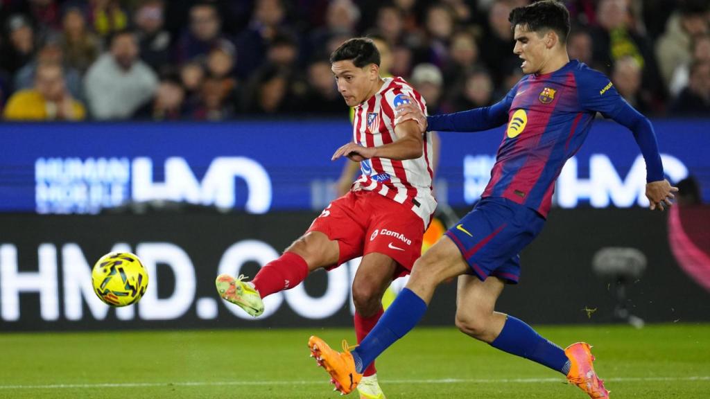 Gerard Martín, durante el partido contra el Atlético de Madrid.