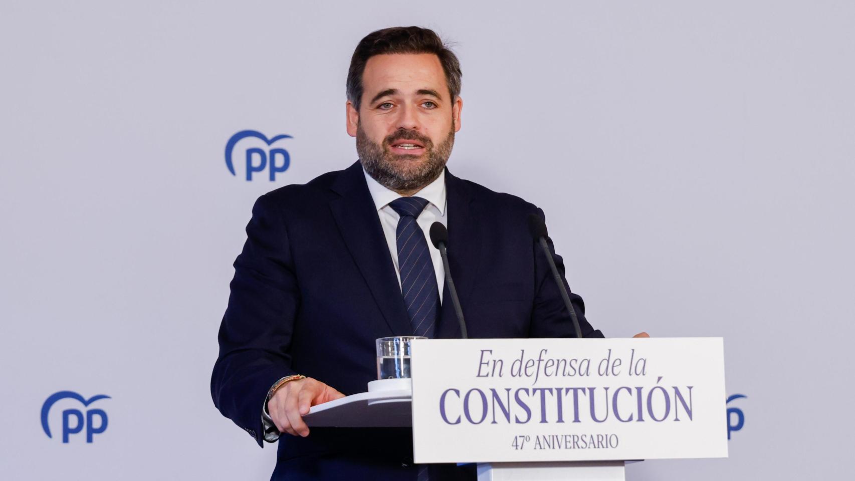 Paco Núñez, presidente del PP de Castilla-La Mancha, en el acto de homenaje de su partido a la Constitución.