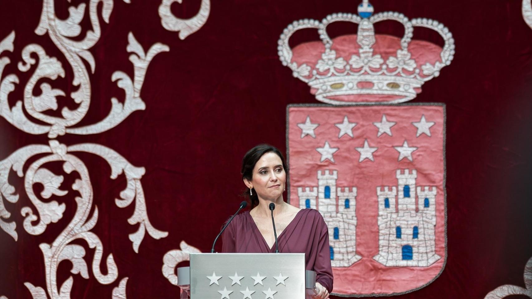 La presidenta de la Comunidad de Madrid, Isabel Díaz Ayuso, durante un acto en conmemoración del 47º aniversario de la Constitución Española.