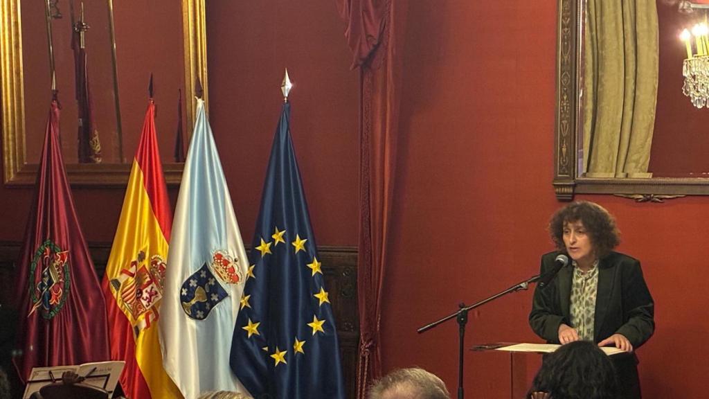 La alcaldesa de Santiago, Goretti Sanmartín, en su discurso