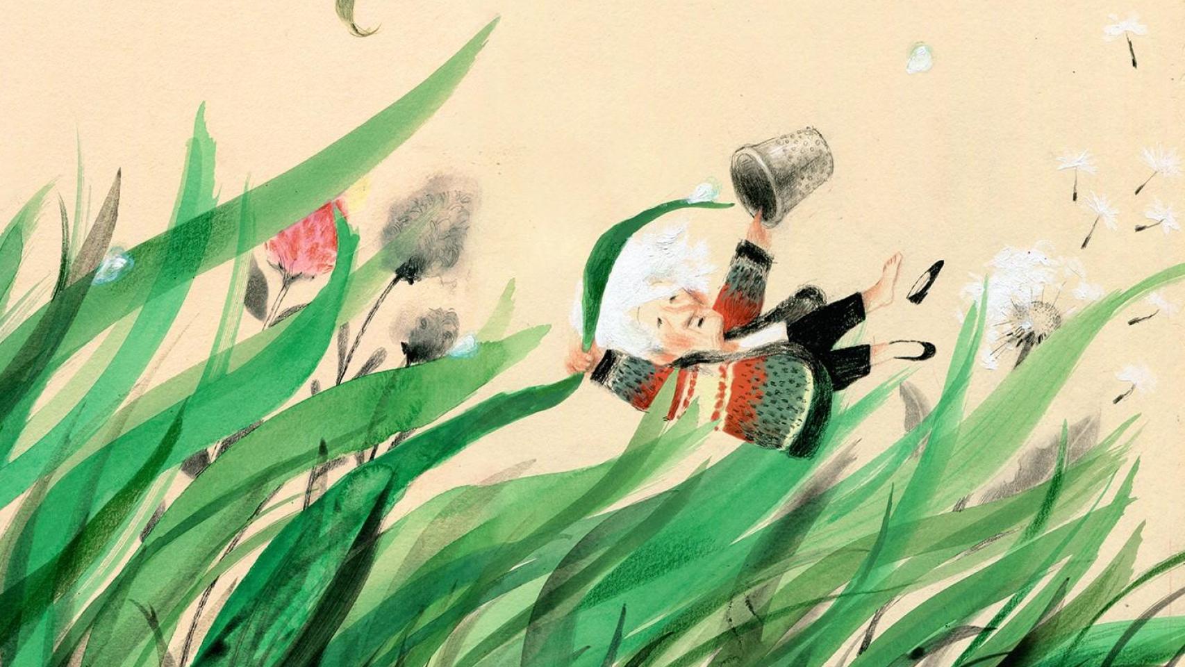 Ilustración de Raquel Catalina para 'Grande y pequeña', de Arianna Squilloni (Kalandraka)