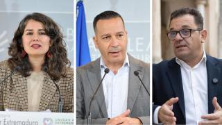 From left to right: Unidas por Extremadura candidate, Irene de Miguel; Óscar Fernández from Vox and Raúl González from Juntos-Levanta