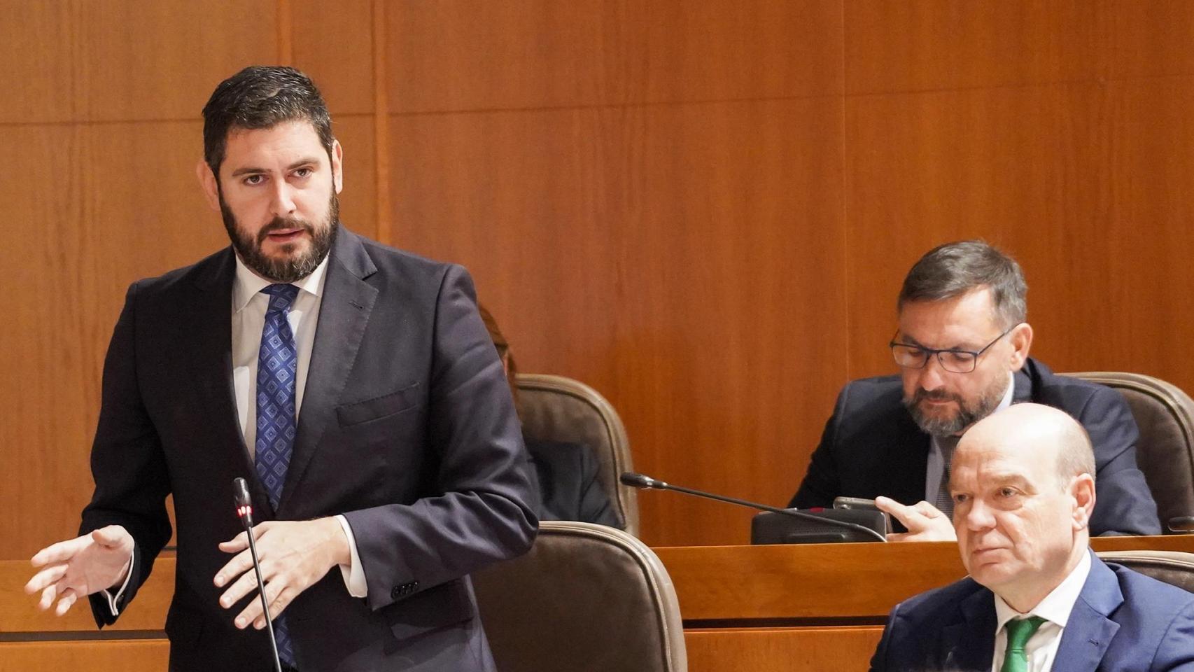 El portavoz de Vox, Alejandro Nolasco, en las Cortes de Aragón.