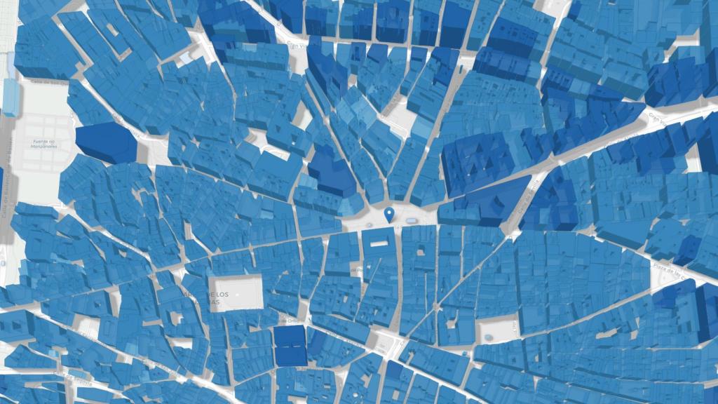 Edificios de Madrid en el mapa.