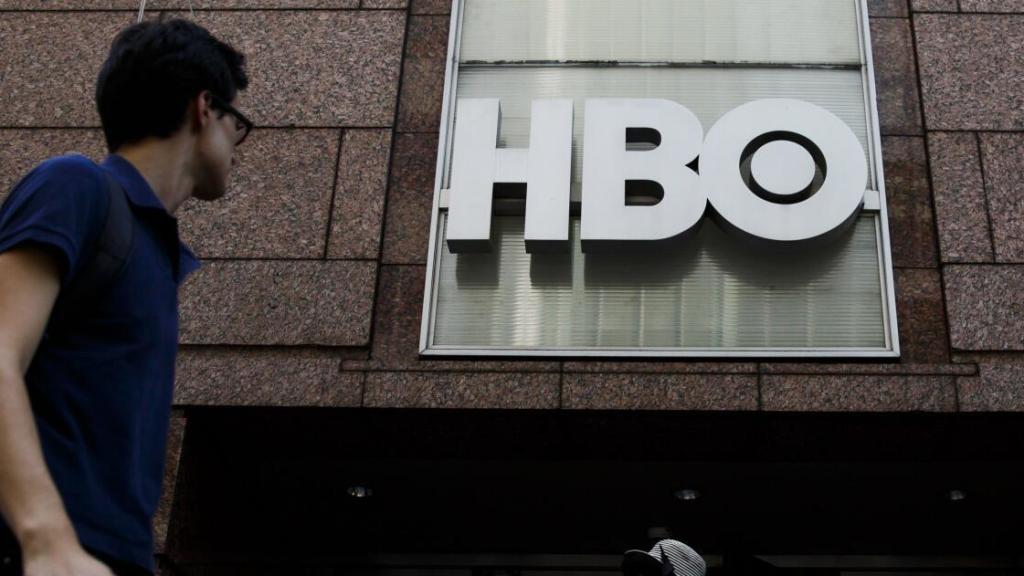 HBO logo at its offices in New York, United States.