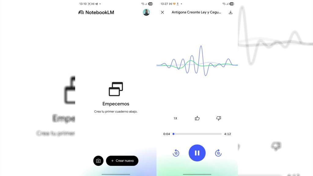 El nuevo botón y un audio del fragmento de texto de Sófocles