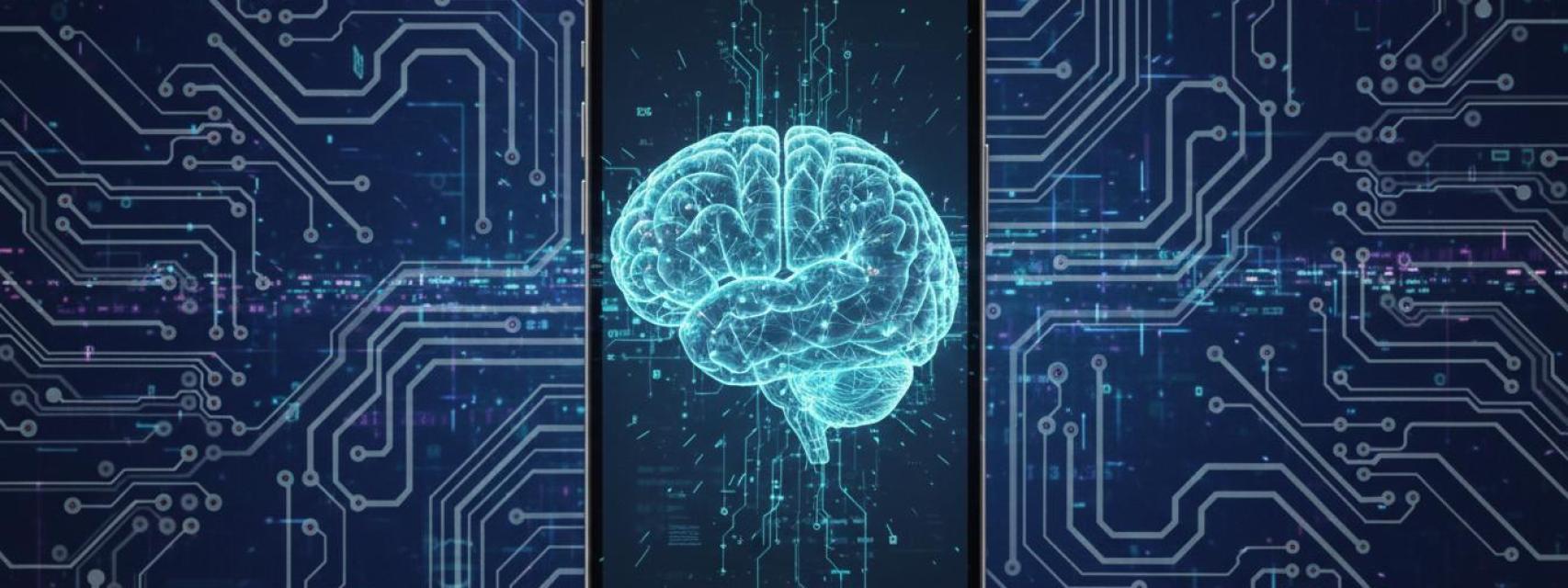 Ilustración sobre modelos de lenguaje en un iPhone