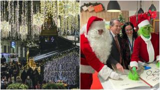 Abel Caballero junto a Papá Noel y el Grinch en el Travesía de Vigo.