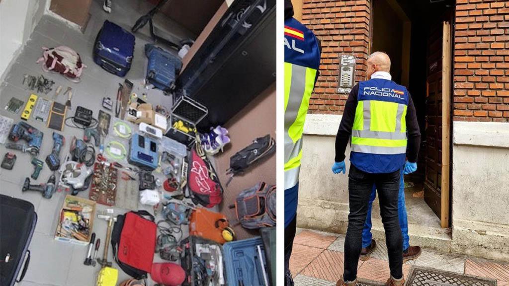 Imagen de la operación llevada a cabo por la Policía Nacional y material requisado