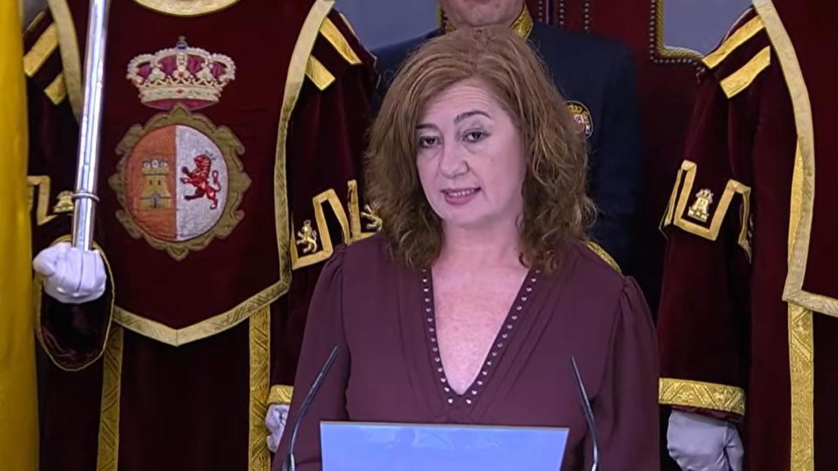 Armengol, esté sábado, durante su discurso por el Día de la Constitución desde el Congreso de los Diputados.