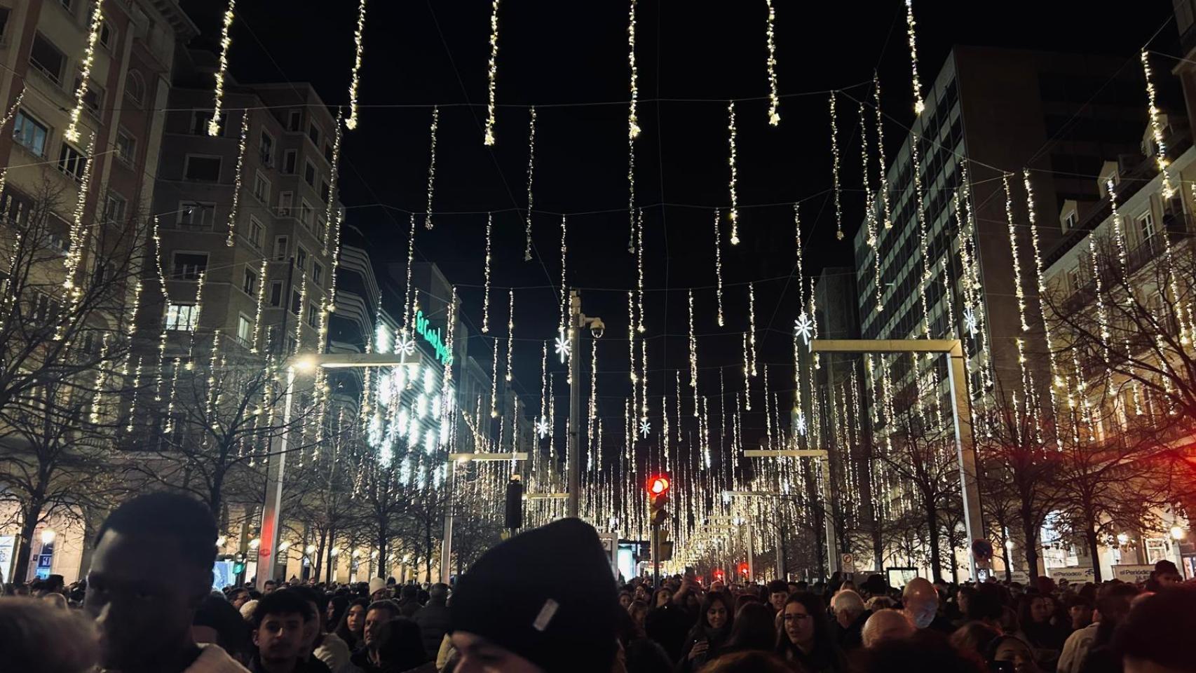 Las nuevas luces en el paseo de la Independencia, en Zaragoza.