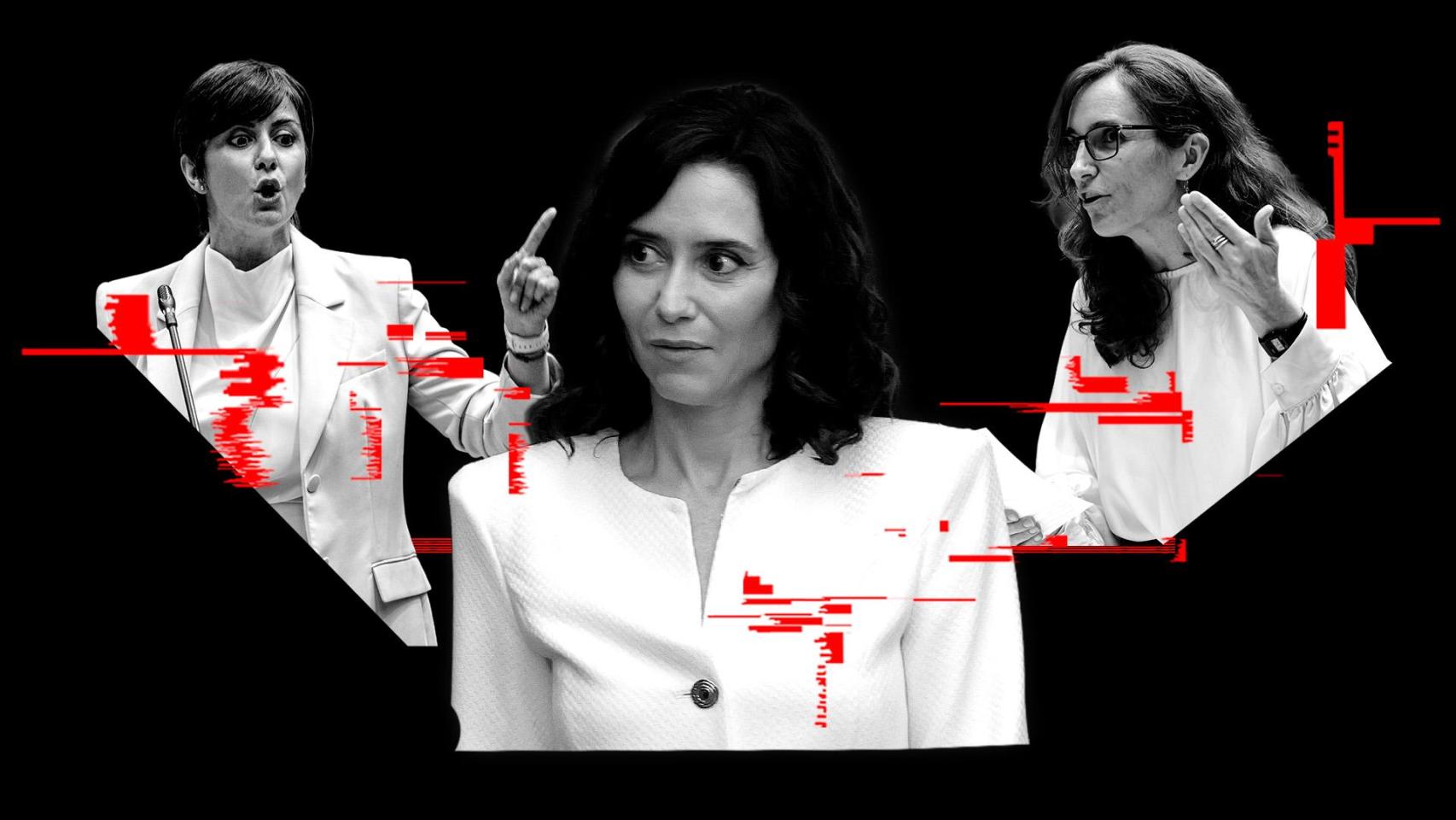 Mónica García, Isabel Díaz Ayuso e Isabel Rodríguez.