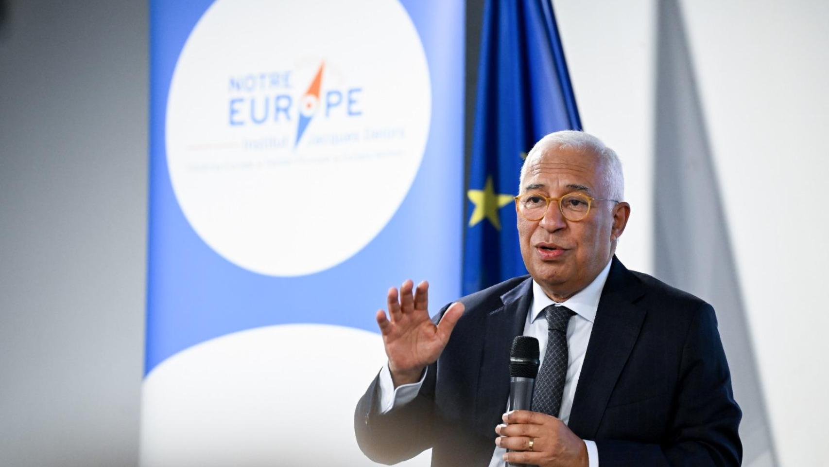 El presidente del Consejo Europeo, António Costa, durante su discurso de este lunes en París