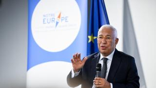 El presidente del Consejo Europeo, António Costa, durante su discurso de este lunes en París