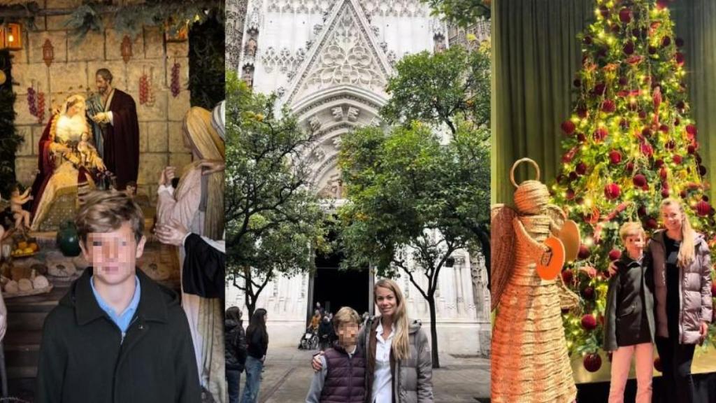 Carla Goyanes de viaje a Sevilla con su hijo Santi.