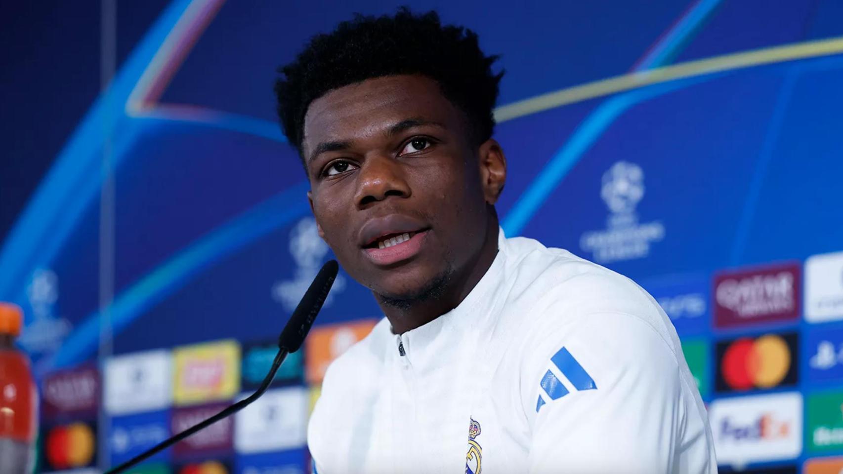 Tchouaméni, en rueda de prensa con el Real Madrid