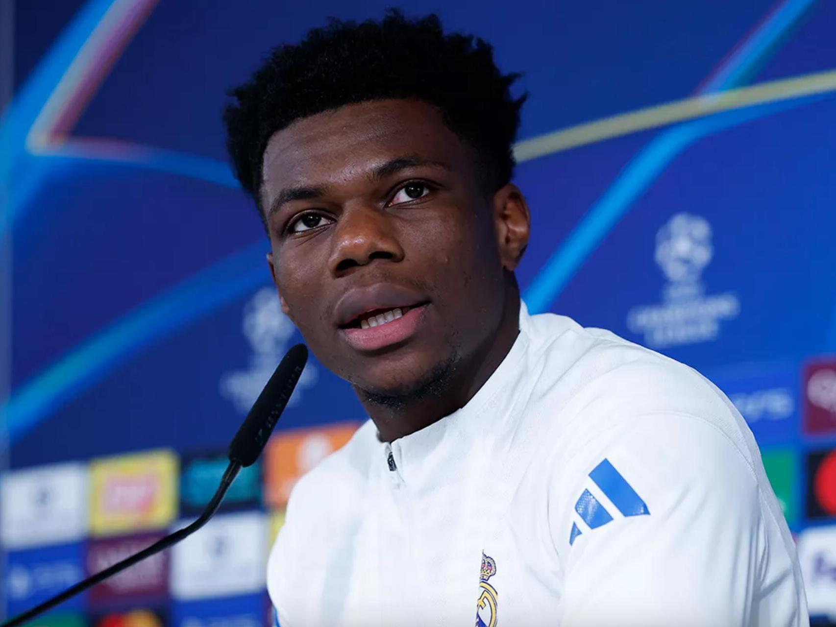 Tchouaméni, en rueda de prensa con el Real Madrid