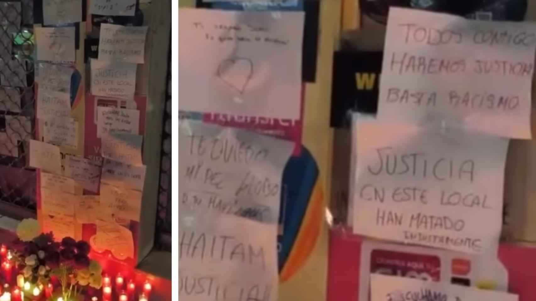 Un montaje con el altar improvisado.