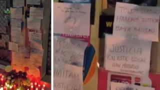 Un montaje con el altar improvisado.