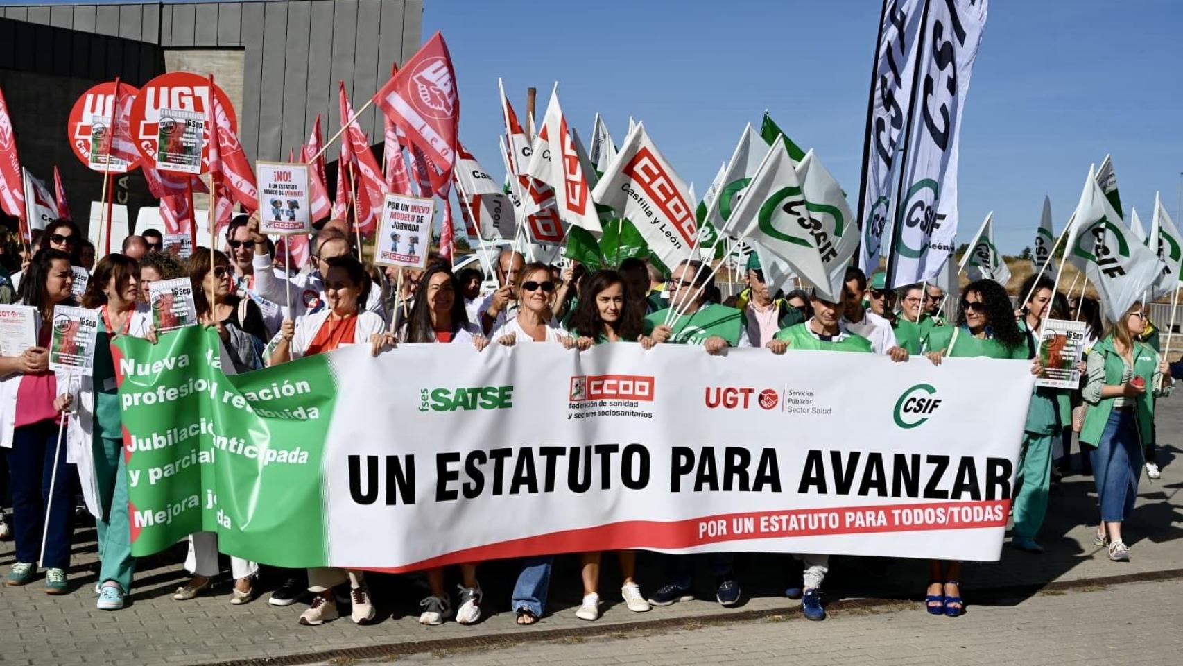 Concentración contra el Estatuto Marco en León, el pasado mes de septiembre