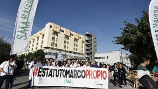 Médicos en la primera jornada de huelga en Málaga.